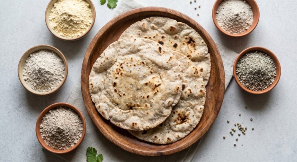 low GI roti mix for diabetes in India made with bajra jowar besan flour