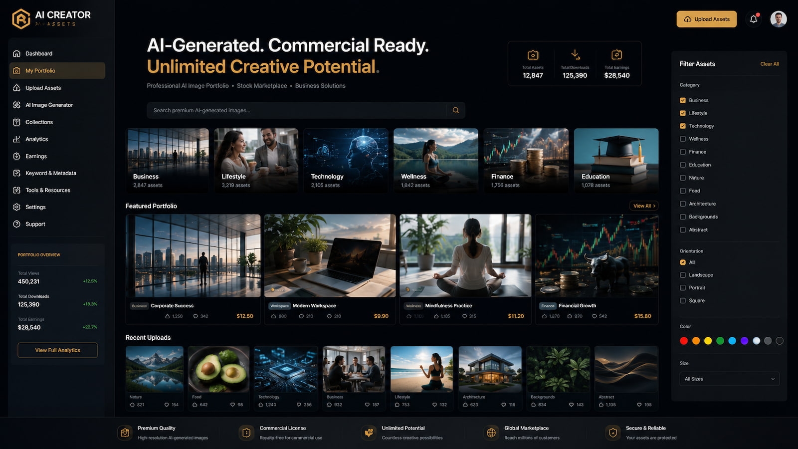 AI-generated commercial image portfolio preview for creator marketplaces