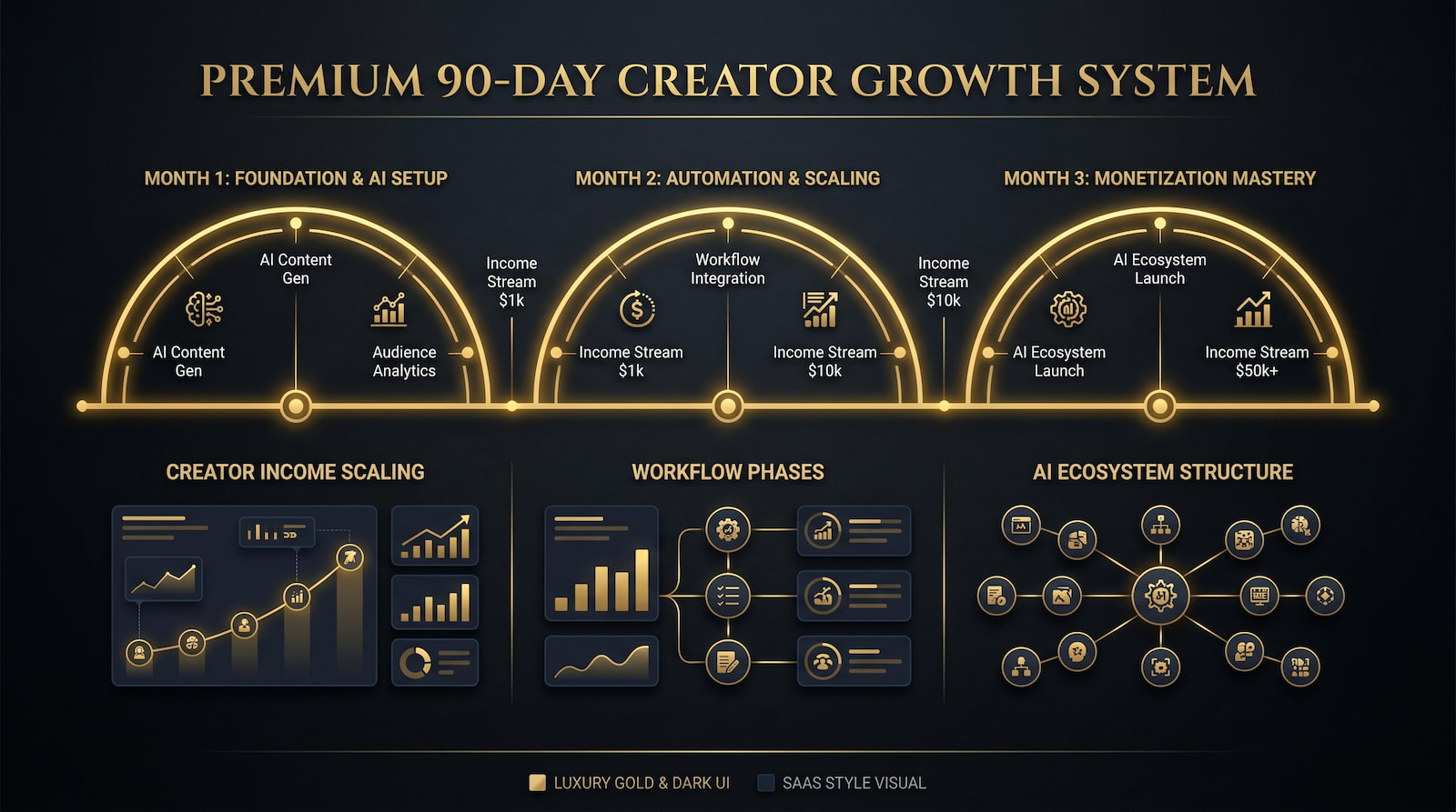 90-day AI creator implementation roadmap visualization
