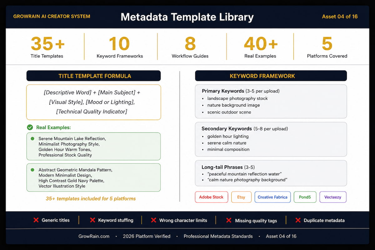 Metadata Template Library SEO framework preview for creators